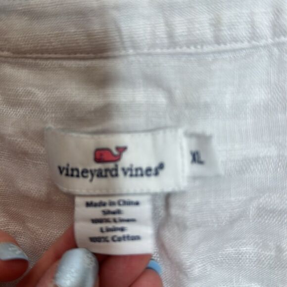 Vineyard Vines 100% Linen V-Neck Embroidered Bohemian Top. Size XL. - Picture 4 of 8